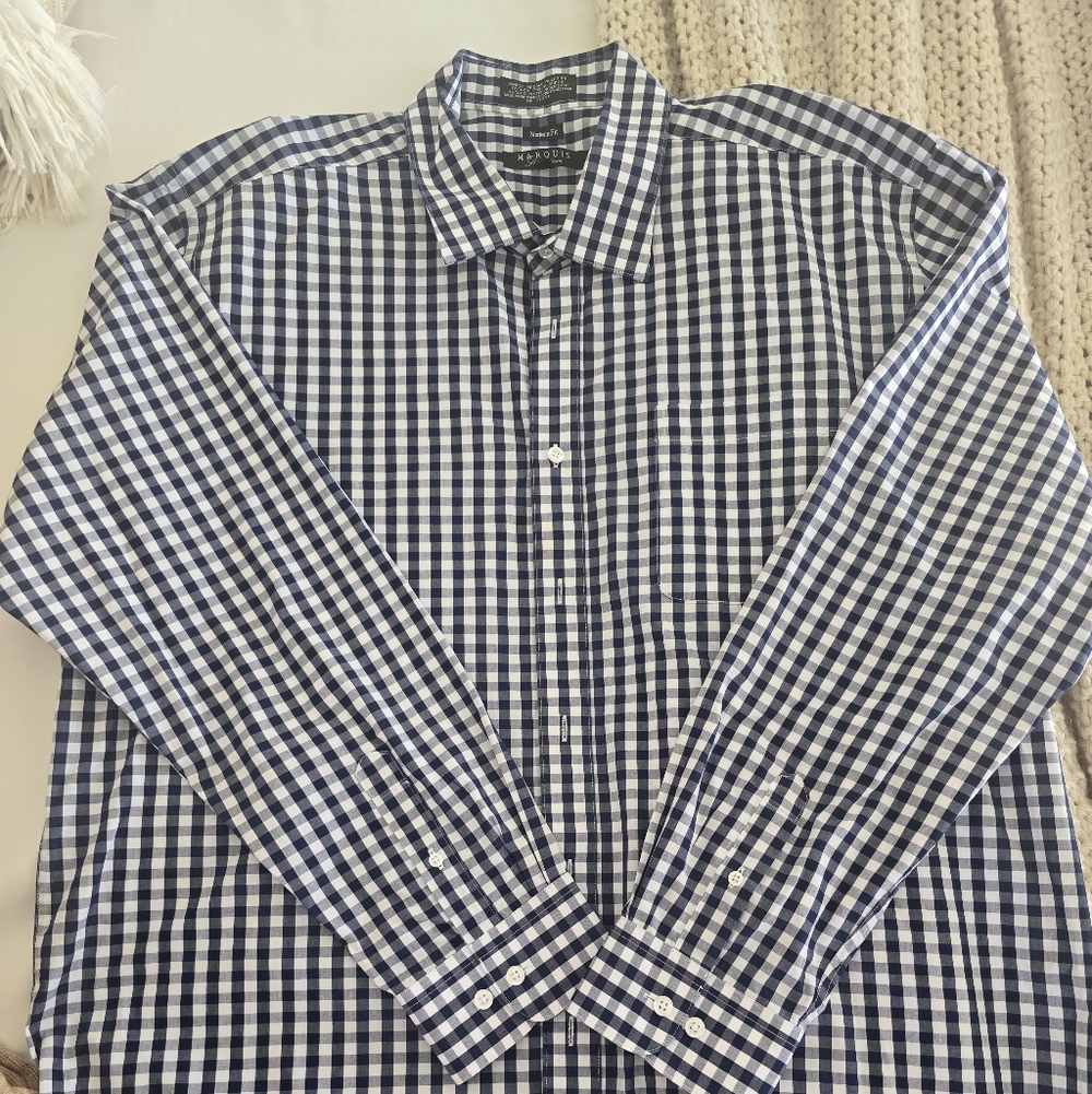 Marquise Navy and White Checkered Men's Shirt